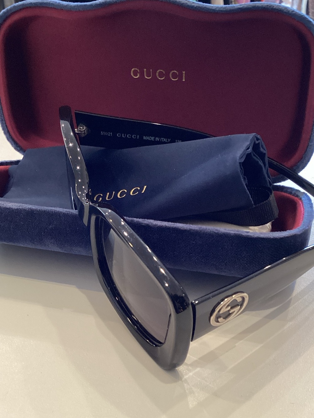 Gucci Black Logo-Trim Women’s Sunglasses